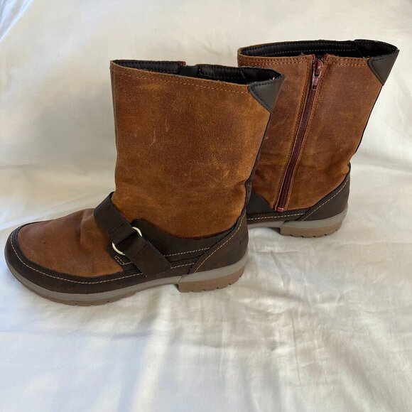 Merrell Emery Rust Distressed Leather Pull On Ankle Boot Rubber Sole | Size 9 - Picture 1 of 11